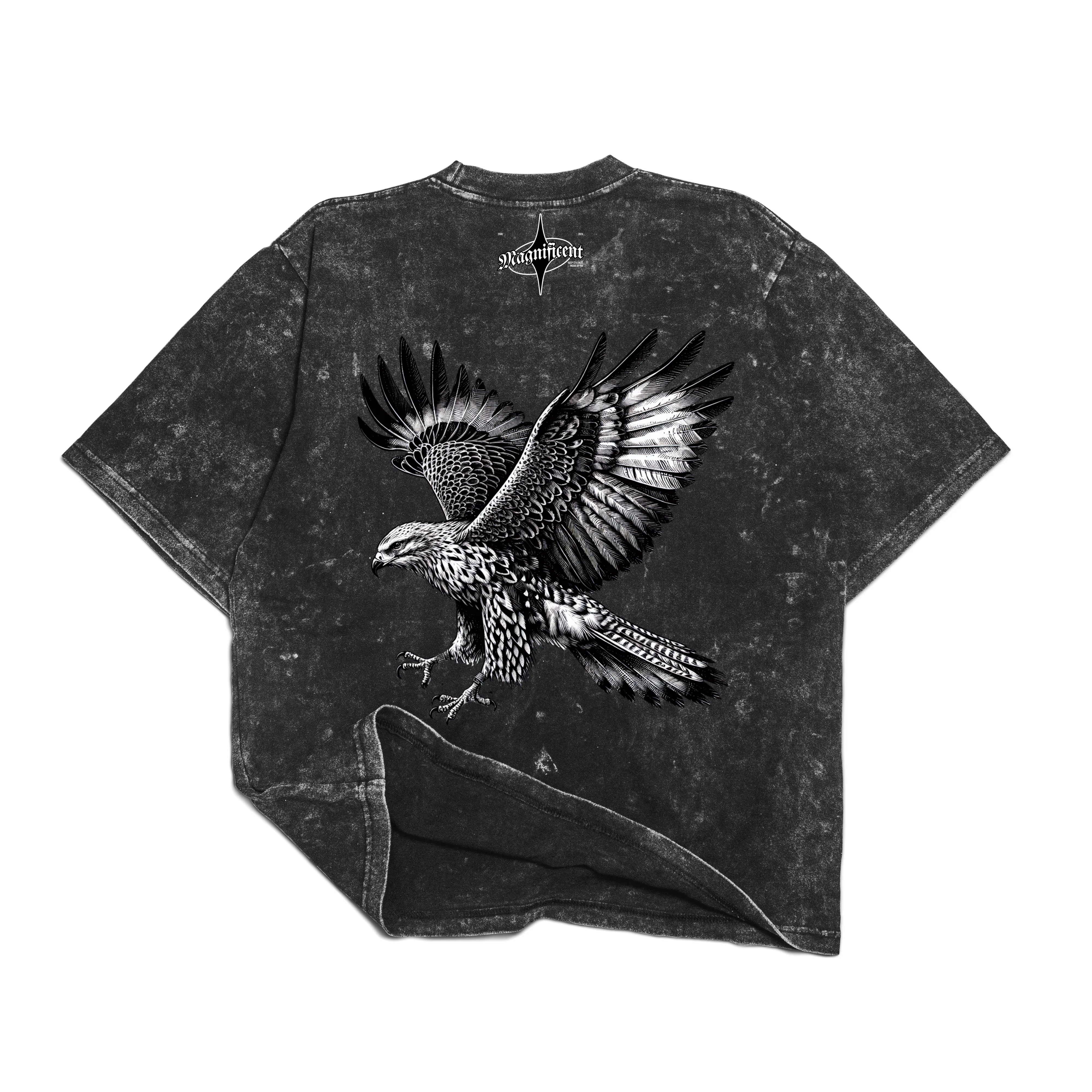 Magnificent Hawk Acid Wash Tee
